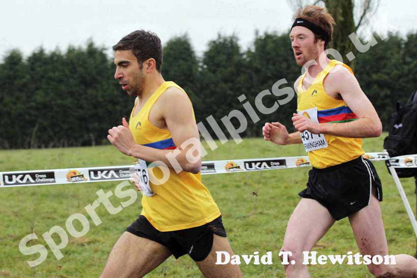 Jonny Taylor and Riachard Morrell (North East) during the McCain World Cross Country Trials and Inter Counties, Cofton Park, Birmingham.